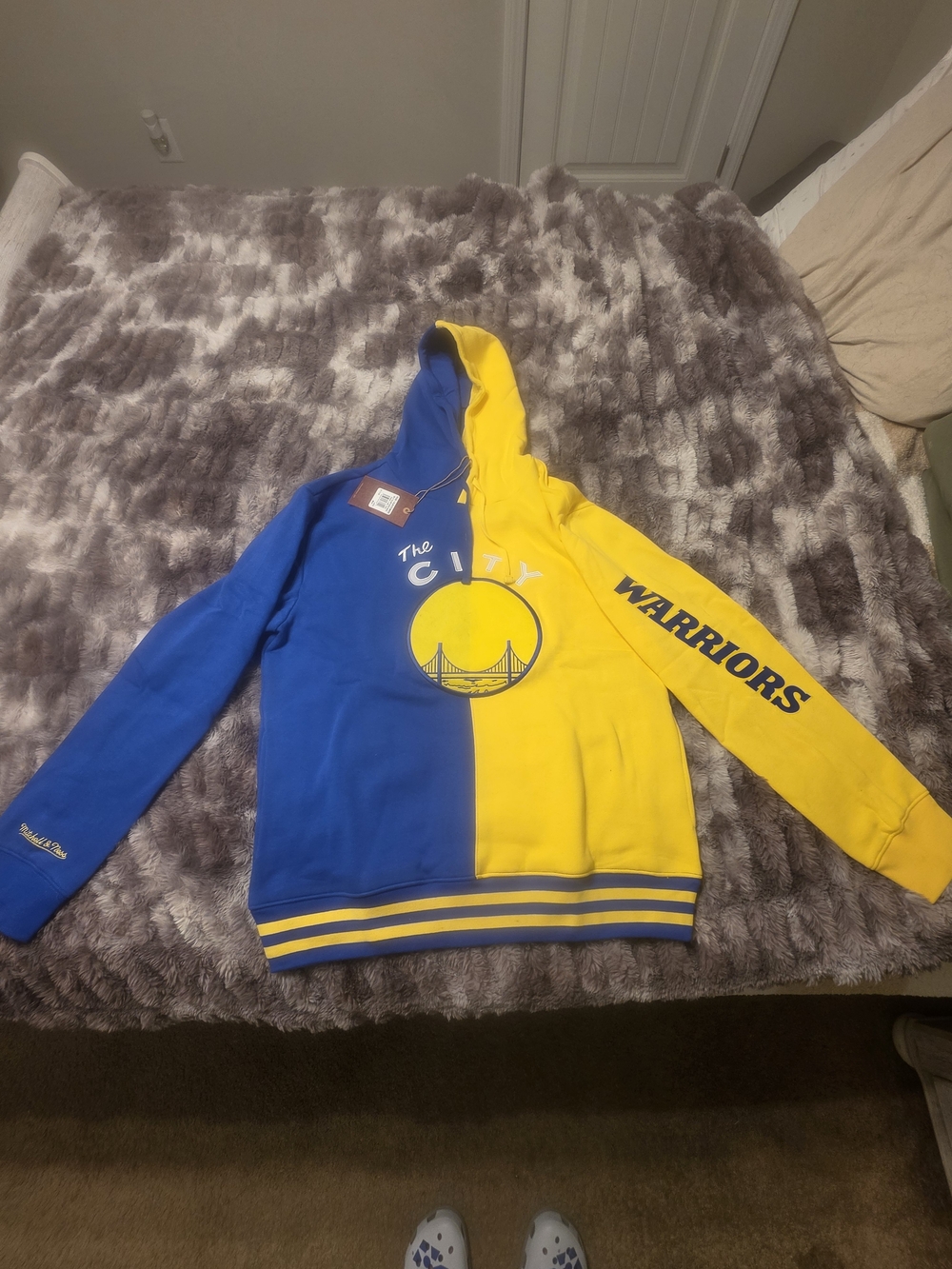 Mitchell & Ness Golden State Warriors Split Blue & Yellow Hoodie